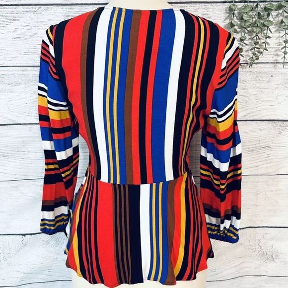 NWT Express Multi colored peplum Top shirt size XS - Picture 4 of 11
